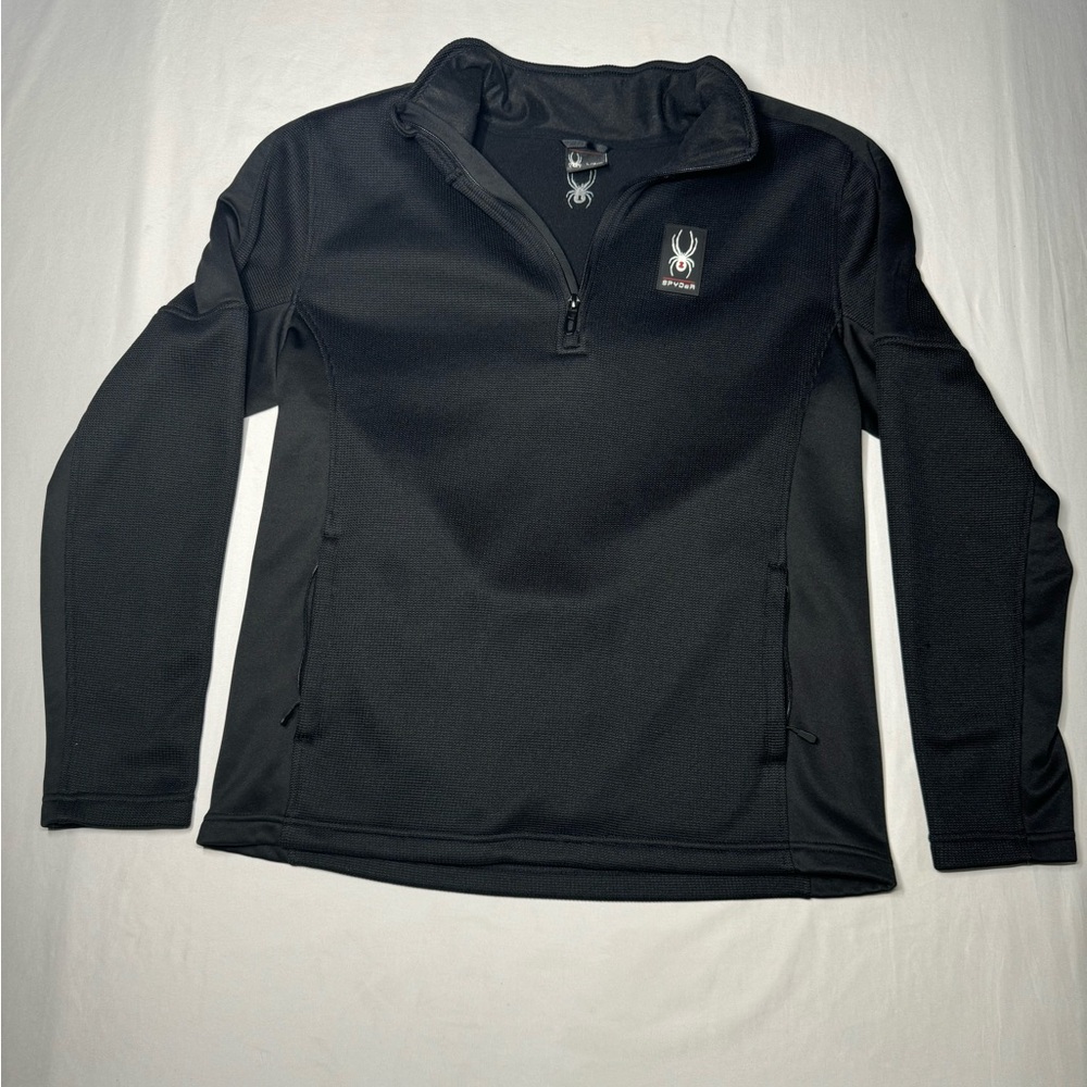 Spyder Ski Snowboard Outdoors 1/4 Zip Fleece Mens Large Black‎ Pullover